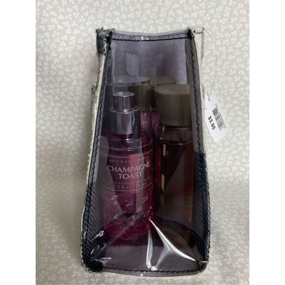 Bath and Body Works CHAMPAGNE TOAST 3PC  Travel Set With Black/White Plaid Gift - Picture 4 of 6